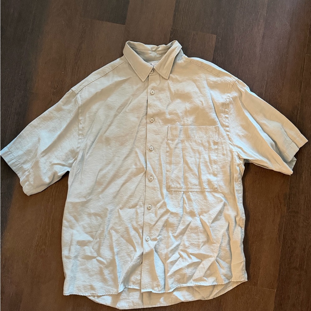 Zara Men's Casual Cream Button Down Shirt